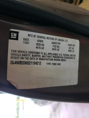 2G4WB55K821194212 - 2002 BUICK REGAL LS 棕色 照片 10