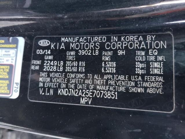 KNDJN2A25E7073851 - 2014 KIA SOUL BLACK photo 10