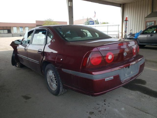 2G1WF55K429102578 - 2002 CHEVROLET IMPALA BURGUNDY photo 3