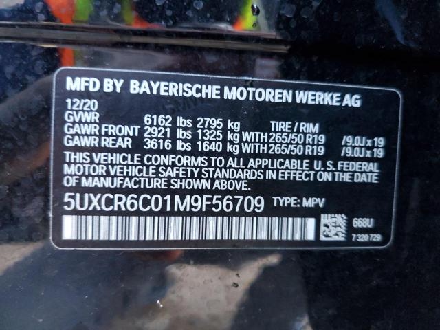5UXCR6C01M9F56709 - 2021 BMW X5 XDRIVE4 BLACK photo 10