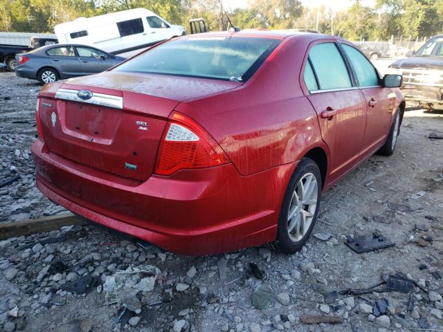 3FAHP0JG1AR306156 - 2010 FORD FUSION SEL RED photo 4