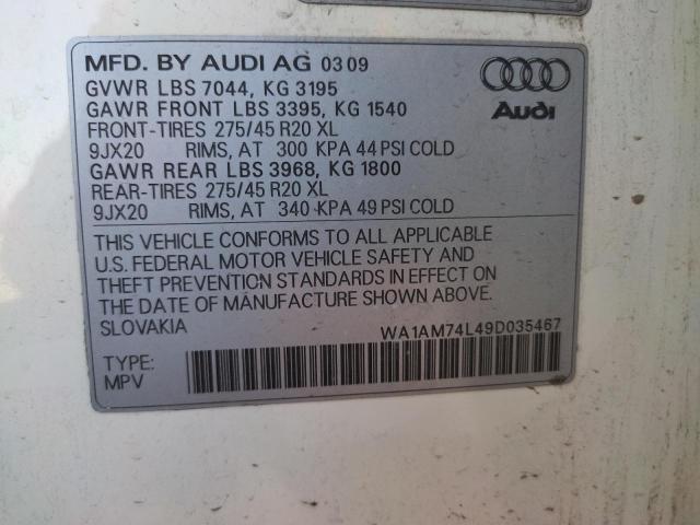 WA1AM74L49D035467 - 2009 AUDI Q7 TDI  photo 10