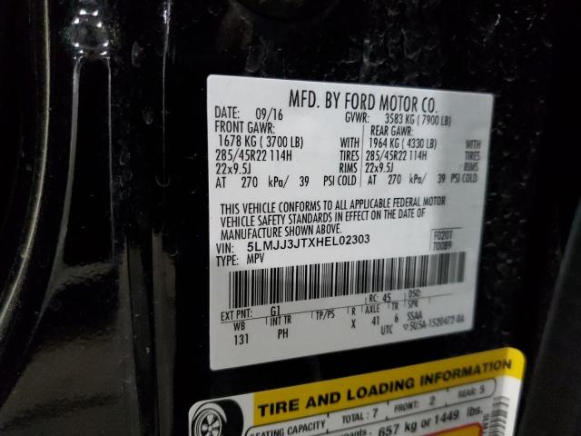 5LMJJ3JTXHEL02303 - 2017 LINCOLN NAVIGATOR 黑色 照片 10