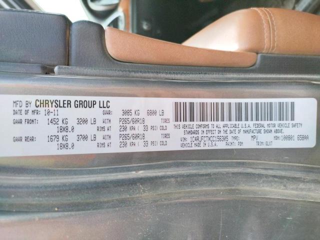 1C4RJFCTXCC156305 - 2012 JEEP GRAND CHER GRAY photo 10