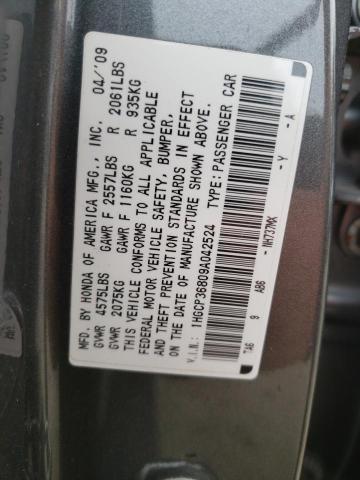 1HGCP36809A042524 - 2009 HONDA ACCORD EXL GRAY photo 10