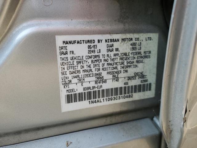 1N4AL11D93C310482 - 2003 NISSAN ALTIMA BAS SILVER photo 10