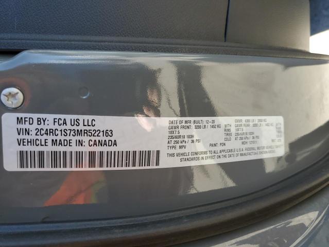 2C4RC1S73MR522163 - 2021 CHRYSLER PACIFICA H GRAY photo 10