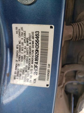 2HGFA16929H356463 - 2009 HONDA CIVIC EXL Mavi foto 10