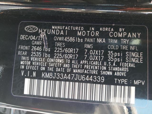 KM8J33A47JU644339 - 2018 HYUNDAI TUCSON SEL BLACK photo 10