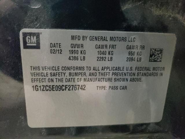 1G1ZC5E09CF276742 - 2012 CHEVROLET MALIBU 1LT 石墨色 照片 10