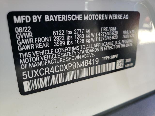 5UXCR4C0XP9N48419 - 2023 BMW X5 SDRIVE WHITE photo 10