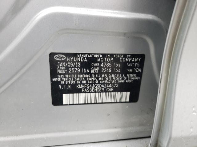 KMHFG4JG9DA244573 - 2013 HYUNDAI AZERA SILVER photo 10