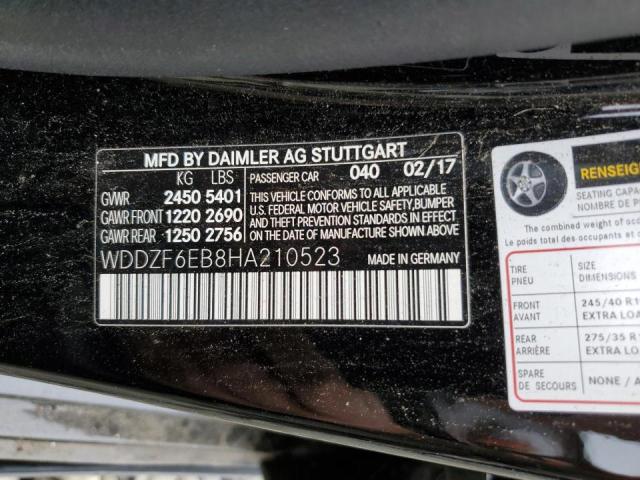 WDDZF6EB8HA210523 - 2017 MERCEDES-BENZ E 43 4MATI BLACK photo 10