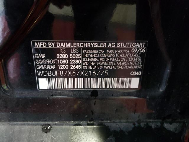 WDBUF87X67X216775 - 2007 MERCEDES-BENZ E 350 4MAT BLACK photo 10