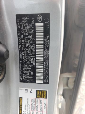 JTDKARFP8H3051173 - 2017 TOYOTA PRIUS PRIM 灰色 照片 10