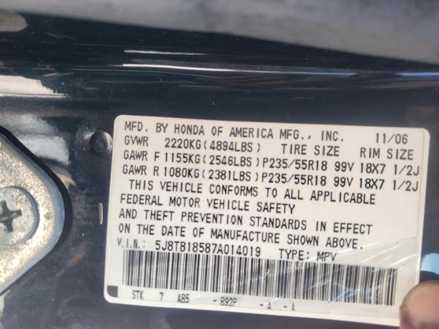 5J8TB18587A014019 - 2007 ACURA RDX TECHNO BLACK photo 10