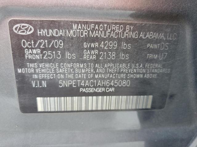 5NPET4AC1AH645080 - 2010 HYUNDAI SONATA GLS GRAY photo 10