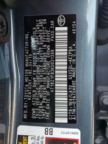 4T1BZ1FB2KU031268 - 2019 TOYOTA AVALON XLE CHARCOAL photo 10