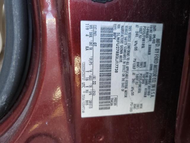 5LMFU27R83LJ17738 - 2003 LINCOLN NAVIGATOR ბურგუნდია ფოტო 10