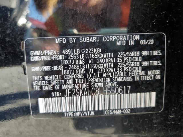 JF2SKALC8LH550617 - 2020 SUBARU FORESTER S BLACK photo 10
