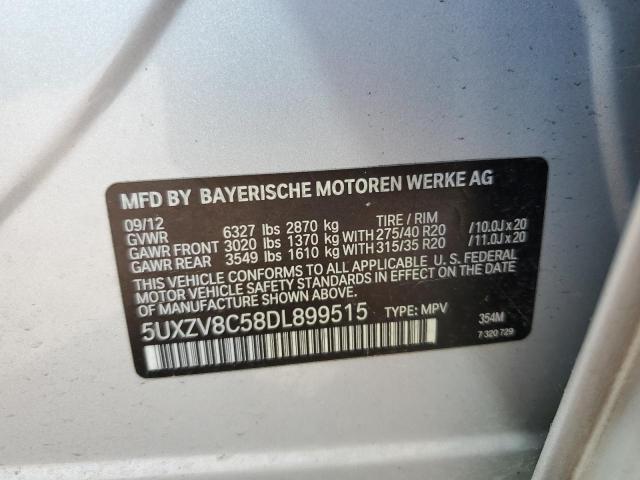 5UXZV8C58DL899515 - 2013 BMW X5 XDRIVE5 SILVER photo 10