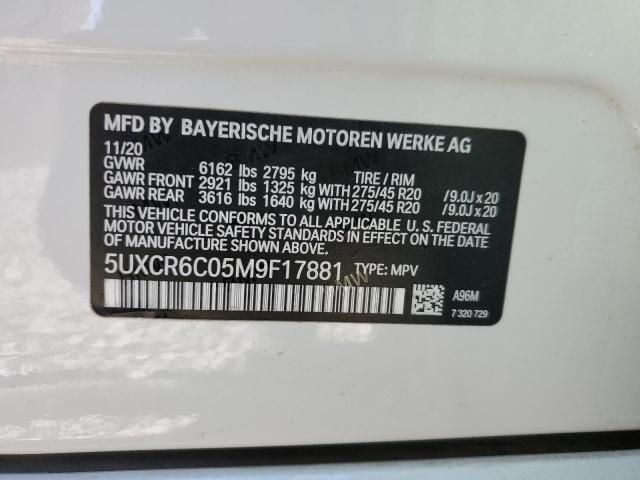 5UXCR6C05M9F17881 - 2021 BMW X5 XDRIVE4 WHITE photo 10