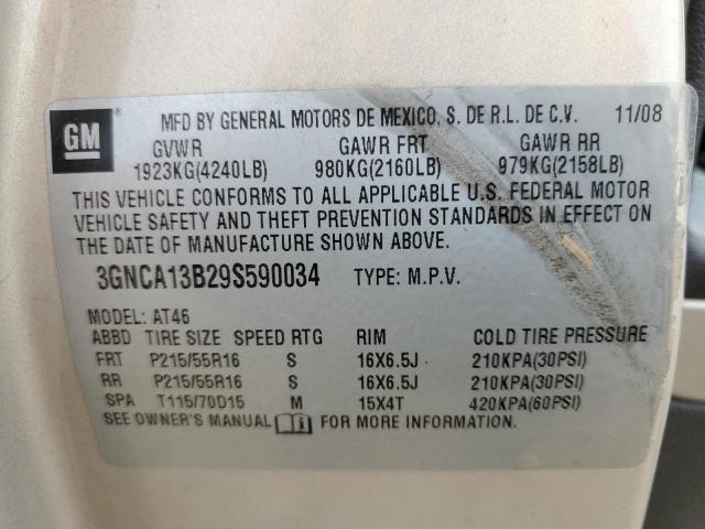 3GNCA13B29S590034 - 2009 CHEVROLET HHR LS GOLD photo 10