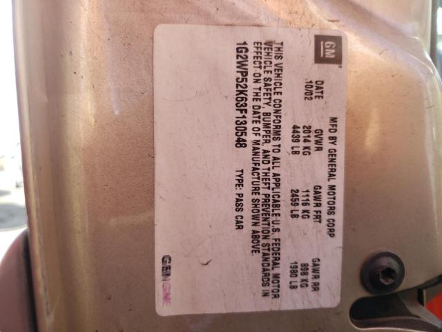 1G2WP52K63F130548 - 2003 PONTIAC GRAND PRIX GOLD photo 10