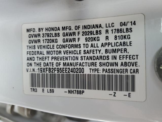 19XFB2F95EE240200 - 2014 HONDA CIVIC EXL 白色 照片 10