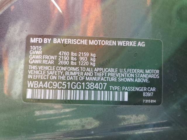 WBA4C9C51GG138407 - 2016 BMW 428 XI GRA GRAY photo 10