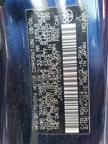 JTKDE177070170597 - 2007 TOYOTA SCION TC 蓝色 照片 10