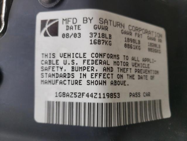 1G8AZ52F44Z119853 - 2004 SATURN ION LEVEL ბეჟი ფოტო 10