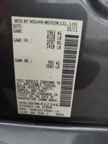 1N4BL4DV7MN412346 - 2021 NISSAN ALTIMA SV  photo 10