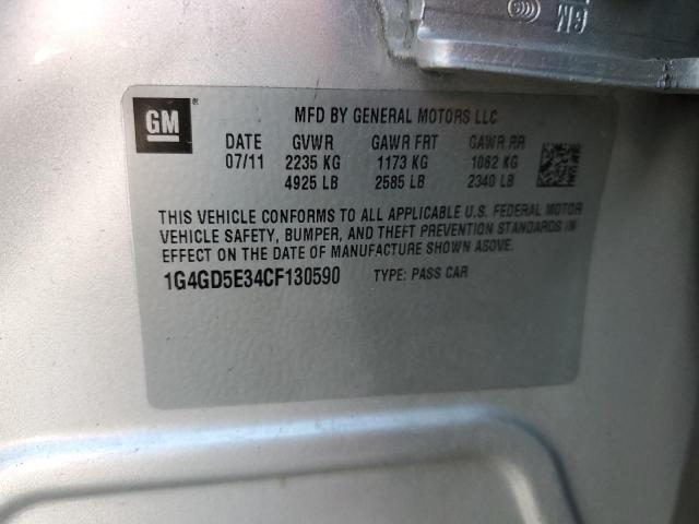 1G4GD5E34CF130590 - 2012 BUICK LACROSSE P SILVER photo 10