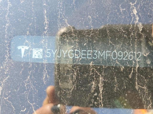 5YJYGDEE3MF092612 - 2021 TESLA MODEL Y Белый фото 10