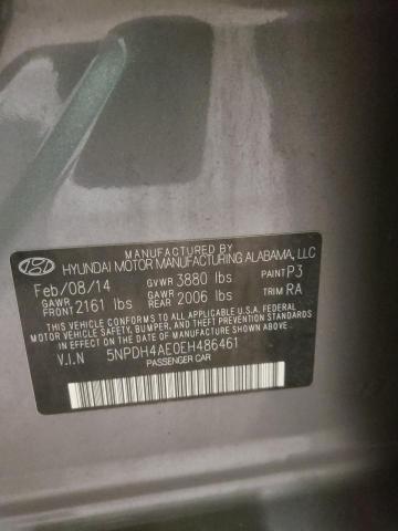 5NPDH4AE0EH486461 - 2014 HYUNDAI ELANTRA SE GRAY photo 10