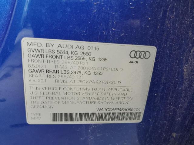 WA1CGAFP4FA089104 - 2015 AUDI SQ5 PREMIU BLUE photo 10