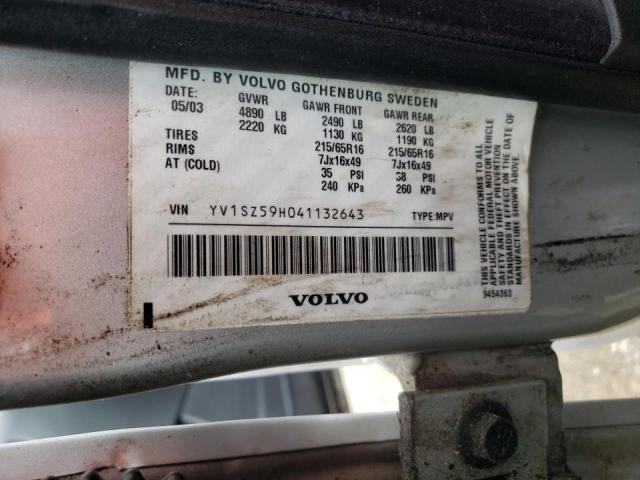 YV1SZ59H041132643 - 2004 VOLVO XC70 SILVER photo 10