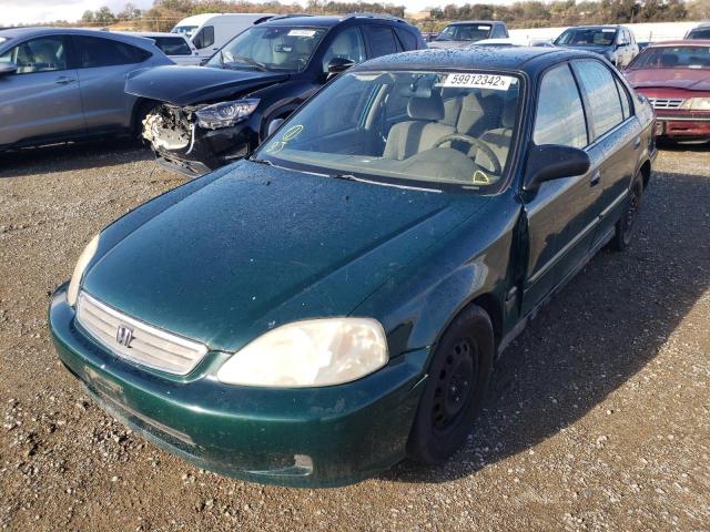 2HGEJ6618YH538864 - 2000 HONDA CIVIC BASE GREEN photo 2