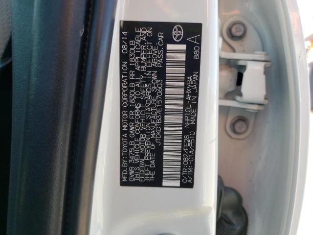 JTDKDTB37E1570603 - 2014 TOYOTA PRIUS C WHITE photo 10