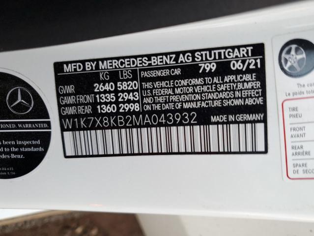 W1K7X8KB2MA043932 - 2021 MERCEDES-BENZ AMG GT 63 WHITE photo 10