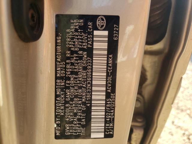 4T1BE32K36U669337 - 2006 TOYOTA CAMRY LE TAN photo 10