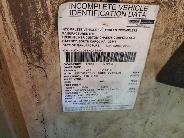 4UZACJDT3ACAS4362 - 2010 FREIGHTLINER CHASSIS XC ორფეროვანი ფოტო 10