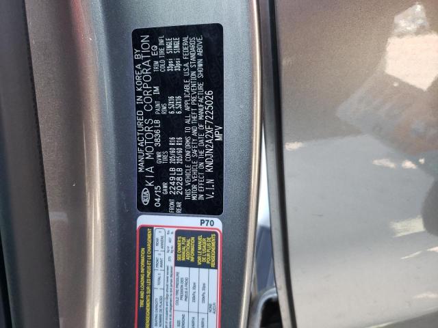 KNDJN2A2XF7225026 - 2015 KIA SOUL GRAY photo 10