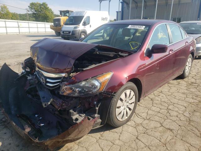 1HGCP2F3XCA207257 - 2012 HONDA ACCORD LX BURGUNDY photo 2