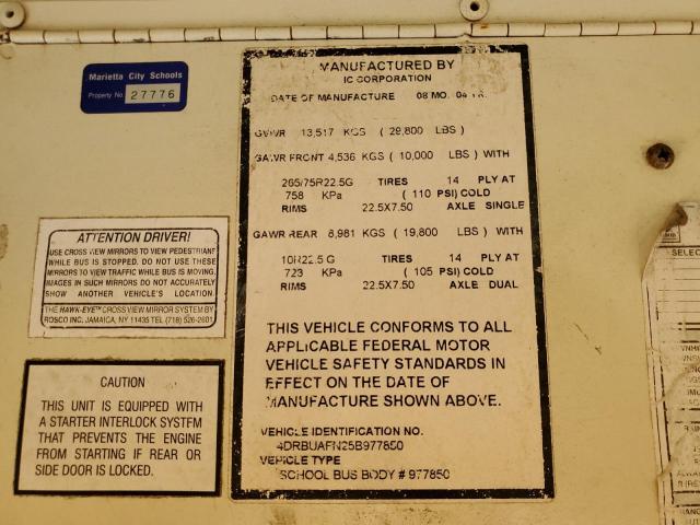 4DRBUAFN25B977850 - 2005 IC CORPORATION 3000 ყვითელი ფოტო 10