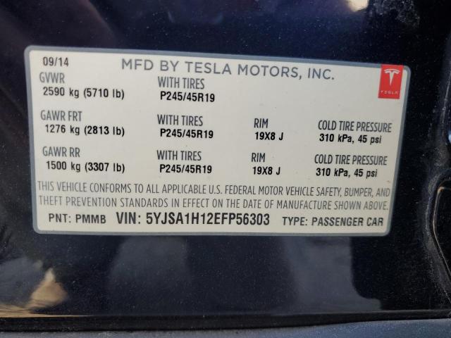 5YJSA1H12EFP56303 - 2014 TESLA MODEL S BLUE photo 10