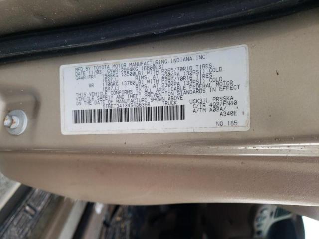 5TBET34134S436368 - 2004 TOYOTA TUNDRA DOUBLE CAB SR5  photo 10