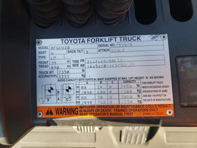 52478 - 2014 TOYOTA FORKLIFT ORANGE photo 10