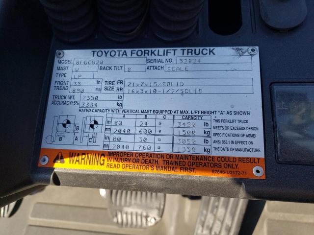 52824 - 2014 TOYOTA FORKLIFT ORANGE photo 10